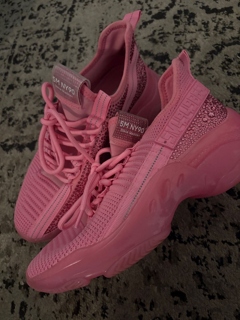 Steve Madden Hot Pink Knit Lace-Up Sneakers - Picture 4 of 4